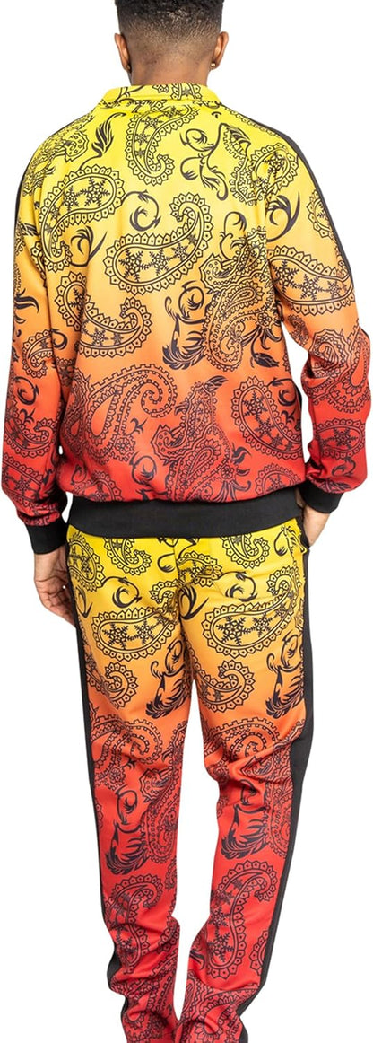 Men'S Side Stripe Zipper Jacket Drawstring Waistband Tracksuit